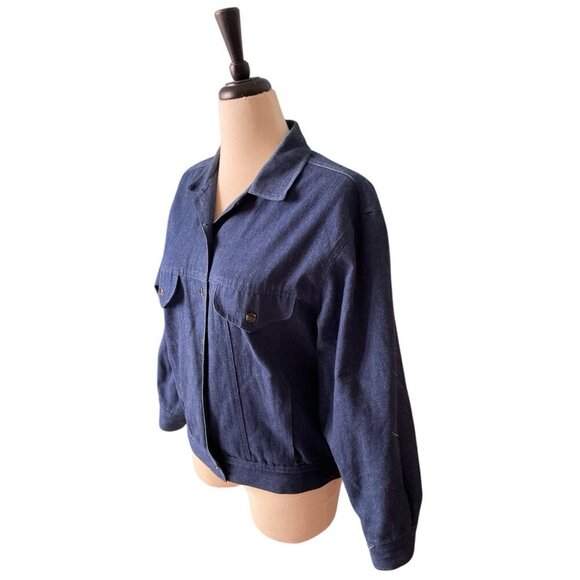 Vintage Tanner Country Denim Jacket Medium With Plaid Lining & Button Front - Picture 9 of 12